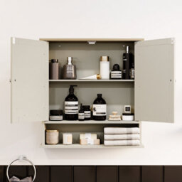 Lassic Bath Vida Priano Light Grey 2 Door Mirrored Bathroom Wall Cabinet With Shelf - thumbnail 3