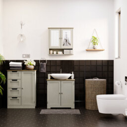 Lassic Bath Vida Priano Light Grey 2 Door Mirrored Bathroom Wall Cabinet With Shelf - thumbnail 4