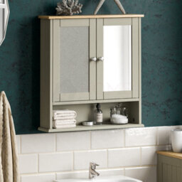Lassic Bath Vida Priano Light Grey 2 Door Mirrored Bathroom Wall Cabinet With Shelf - thumbnail 1