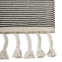Beliani Aurora Hand-Tufted Cotton Rug 140 X 200 Cm Beige And Black Abstract With Tassels - thumbnail 3