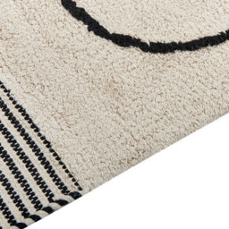 Beliani Aurora Hand-Tufted Cotton Rug 140 X 200 Cm Beige And Black Abstract With Tassels - thumbnail 6