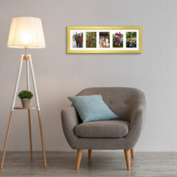 AK Frames 26X8 Gold Modern Multi Photo Frame With White Mount - Holds 5 Apertures (5X) 6X4 Photos - thumbnail 3