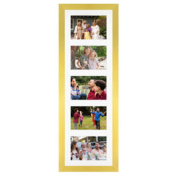 AK Frames 26X8 Gold Modern Multi Photo Frame With White Mount - Holds 5 Apertures (5X) 6X4 Photos - thumbnail 1