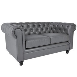 Furniture in Fashion Hertford Chesterfield Faux Leather 2 Seater Sofa In Dark Grey - thumbnail 5