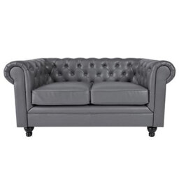 Furniture in Fashion Hertford Chesterfield Faux Leather 2 Seater Sofa In Dark Grey - thumbnail 4