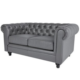 Furniture in Fashion Hertford Chesterfield Faux Leather 2 Seater Sofa In Dark Grey - thumbnail 6