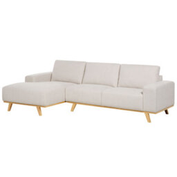 Beliani Corner Sofa 3 Seater Nora Fabric Beige Right Hand - thumbnail 4