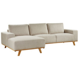 Beliani Corner Sofa 3 Seater Nora Fabric Beige Right Hand - thumbnail 6