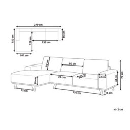 Beliani Corner Sofa 3 Seater Nora Fabric Beige Right Hand - thumbnail 3