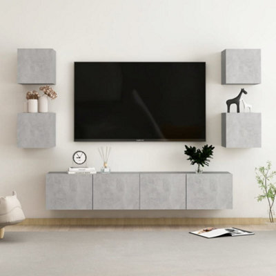 Berkfield 6 Piece Tv Cabinet Set Concrete Grey Engineered Wood - image 1
