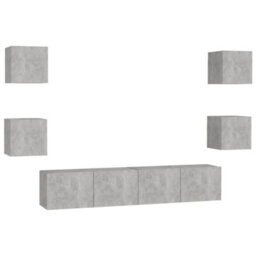 Berkfield 6 Piece Tv Cabinet Set Concrete Grey Engineered Wood - thumbnail 2