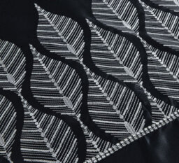 Homes & Linen Mabel Black Duvet Cover Set With Silver Sequin Leaf Design Luxury Polyester Bedding - thumbnail 4
