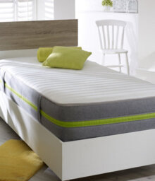 "Starlight Beds Single - 3Ft Hybrid, 8"" Deep Green Border Memory Foam And Spring Mattress"