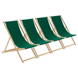 Harbour Housewares Folding Wooden Deck Chairs - Green - Pack Of 4 - thumbnail 1
