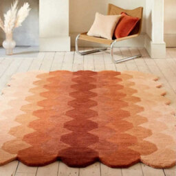 Beige Orange Abstract 12mm Thick Stain-Resistant Rug For Bedroom, & Living Room, Easy To Clean Wool Rug-120Cm X 170Cm - thumbnail 1