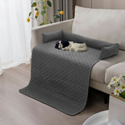 Thehotsale 75X120Cm Waterproof Pet Bed Furniture Protector Mat Dog Sofa Cover With Pillow, Dark Grey - thumbnail 1