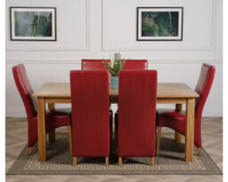 That's Furniture Oslo 180 X 90 Cm Large Oak Dining Table And 6 Chairs Dining Set With Lola Burgundy Leather Chairs - thumbnail 2
