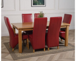 That's Furniture Oslo 180 X 90 Cm Large Oak Dining Table And 6 Chairs Dining Set With Lola Burgundy Leather Chairs - thumbnail 3