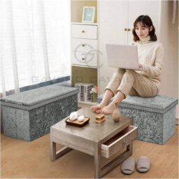 Gc Gaveno Cavailia Ottoman Storage Bench Box Silver Footstool Storage Box For Kids Toys, Bedroom, Living Room Hallway - thumbnail 7