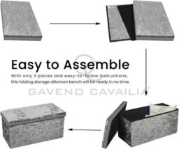 Gc Gaveno Cavailia Ottoman Storage Bench Box Silver Footstool Storage Box For Kids Toys, Bedroom, Living Room Hallway - thumbnail 6