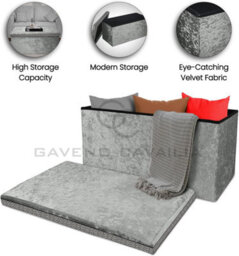 Gc Gaveno Cavailia Ottoman Storage Bench Box Silver Footstool Storage Box For Kids Toys, Bedroom, Living Room Hallway - thumbnail 5
