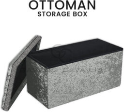 Gc Gaveno Cavailia Ottoman Storage Bench Box Silver Footstool Storage Box For Kids Toys, Bedroom, Living Room Hallway - thumbnail 4