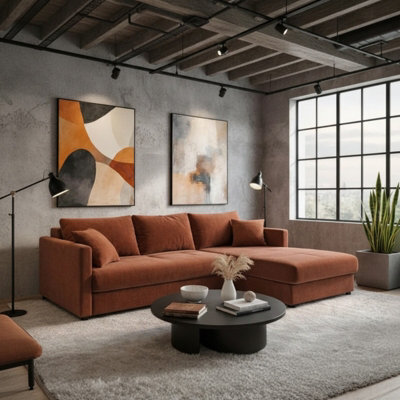 Orea Modern L Shape Sofa Bed With 2 Storage Compartments Reversible Fabric Corner Settee Sleep Function 227X150Cm Brown Right - image 1