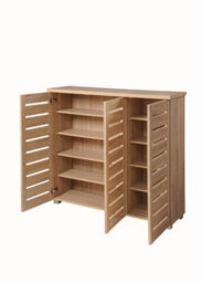 Timber Art Design 5 Tier Shoe Storage Cabinet 3 Door Cupboard Stand Rack Unit Sonoma Oak - thumbnail 2