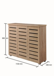 Timber Art Design 5 Tier Shoe Storage Cabinet 3 Door Cupboard Stand Rack Unit Sonoma Oak - thumbnail 3