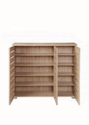 Timber Art Design 5 Tier Shoe Storage Cabinet 3 Door Cupboard Stand Rack Unit Sonoma Oak - thumbnail 4