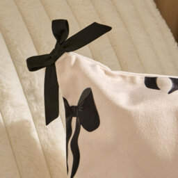Ohs 2 X Bows Matte Velvet Cushion Covers Home Décor, Mono - thumbnail 2