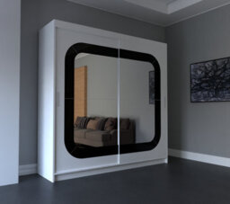 RAC3 Modern Sliding Wardrobe With Mirror Doors Bedroom Storage With Shelves & Hanging Rail (White 150Cm) - thumbnail 1
