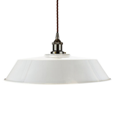 Pale Grey Large Chancery Painted Dome Pendant Light With Black Nickel Lamp Holder And Brown Twisted Cable - Se Home - image 1