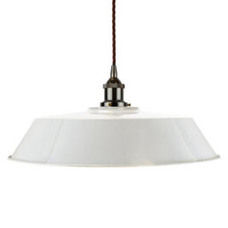 Pale Grey Large Chancery Painted Dome Pendant Light With Black Nickel Lamp Holder And Brown Twisted Cable - Se Home - thumbnail 1