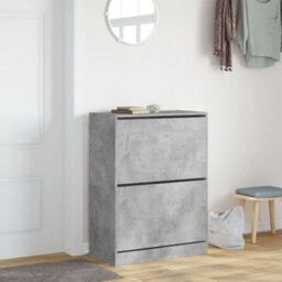 Walplus Shoe Cabinet With 2 Flip-Drawers Concrete Grey 80X42X108 Cm - thumbnail 3