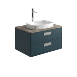 Plum&clay Canaria Blue Wall Hung Bathroom Vanity Unit With Stone Countertop & Integrated Ceramic Basin (W)785mm (H)850mm