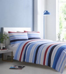 Homespace Direct Ltd Portfolio Living Simply Stripes Blue Duvet Cover Set King Bedding Set - thumbnail 1
