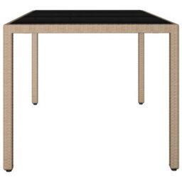 Walplus Garden Table With Glass Top Beige Poly Rattan&tempered Glass - thumbnail 4