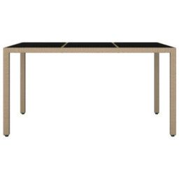 Walplus Garden Table With Glass Top Beige Poly Rattan&tempered Glass - thumbnail 3