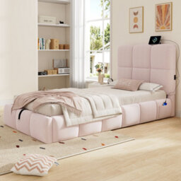 Single Upholstered Hydraulic Storage Bed With Headboard And Large Storage Space - thumbnail 3