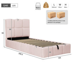 Single Upholstered Hydraulic Storage Bed With Headboard And Large Storage Space - thumbnail 4