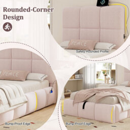 Single Upholstered Hydraulic Storage Bed With Headboard And Large Storage Space - thumbnail 6