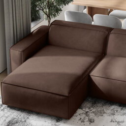 Valencia Nathan Full Aniline Leather Lounge Modular Three Seats Double Chaise Sofa Dark Chocolate Fsc Pine Wood - thumbnail 3