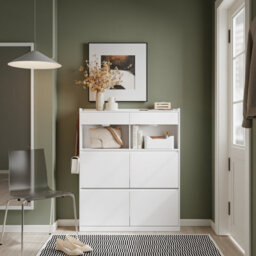 Sobuy Shoe Cabinet With 2 Drawers 4 Flip Doors Led Light 38.6X7.5X47.2 Inch Fsr224-E-W - White - thumbnail 6