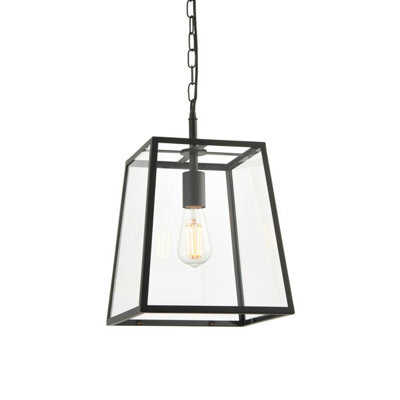Luminosa Lighting Luminosa Hurst Single Pendant Ceiling Lamp, Matt Black, Glass - image 1