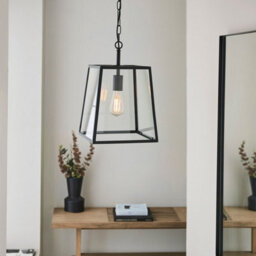 Luminosa Lighting Luminosa Hurst Single Pendant Ceiling Lamp, Matt Black, Glass - thumbnail 4