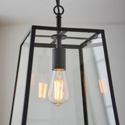 Luminosa Lighting Luminosa Hurst Single Pendant Ceiling Lamp, Matt Black, Glass - thumbnail 5