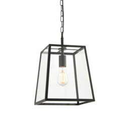 Luminosa Lighting Luminosa Hurst Single Pendant Ceiling Lamp, Matt Black, Glass - thumbnail 1
