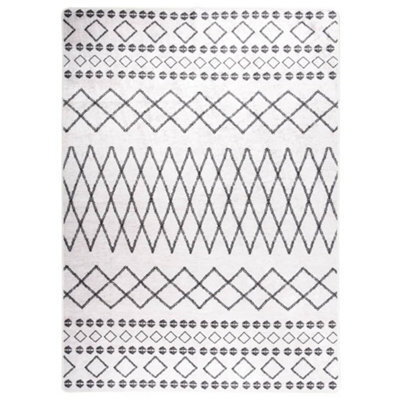 Berkfield Rug Washable 120X180 Cm Black And White Anti Slip