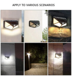 100 Led 2Pcs Solar Wall Light, Outdoor Pir Motion Sensor Garden Street Lamp - thumbnail 4